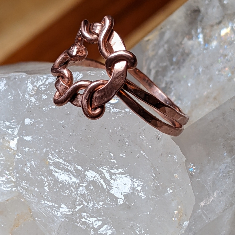 Art Nouveau Copper Ring Nature Inspired Jewelry - Picture 7 of 10